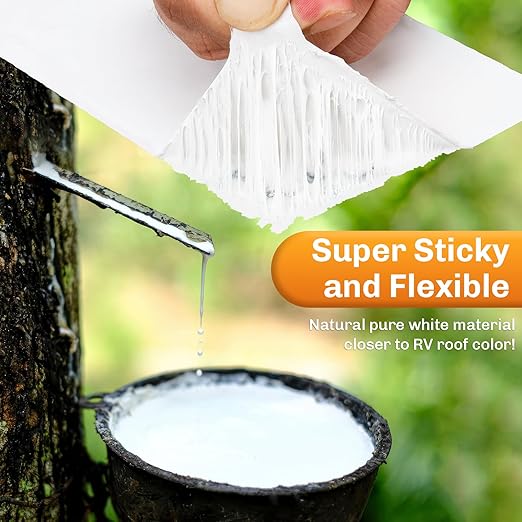 WELLUCK RV Roof Sealant Tape Camper Roofing Repair Tape, 6 Inch X 50 Foot Natural White RV Tape for Roof Repair Camper Trailer Boat Sealing Leak Repair, UV & Waterproof