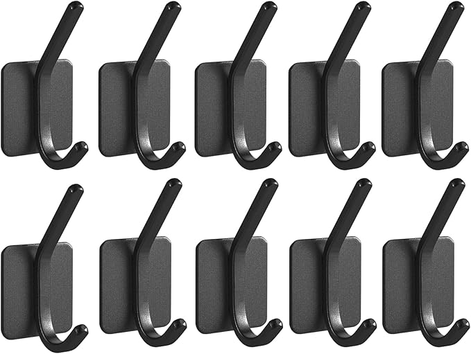 Paoli Heavy Duty Self Adhesive Hooks - Sturdy self Adhesive Hooks for Home, School and Office Easy to fit and Remove,with a Maximum Load Capacity of 30lb(Black 10PC