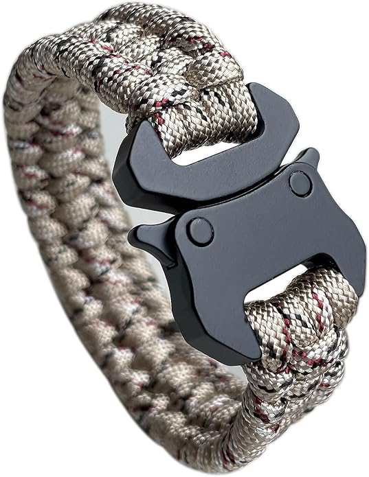 Parachute Cord Bracelets Trilobite Weaved Paracord Bracelet with Side Release Buckle 8.7 inch Black Bracelet for Men Women 1 Set