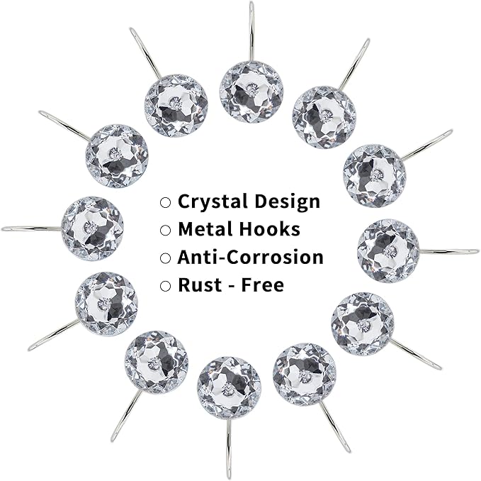 MitoVilla Silver Shower Curtain Hooks Rings, White Metal Shower Hooks for Shower Curtain Liner, Rust Proof Shower Rings for Curtain Accessories and Bathroom Shower Rod, 12 Pack Bathroom Set