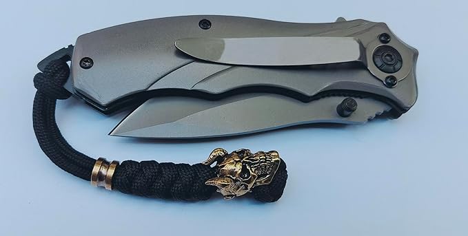 Knife Lanyards with Brass Beads,Paracord Lanyard,Tactical Lanyard for Skull Shape Knife,EDC Products