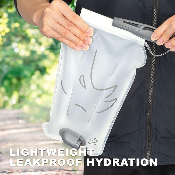 N NEVO RHINO Hydration Bladder 1.5L,Water Bladder for Hiking Backpack Leak Proof Water Storage Bladder,BPA Free,Wide Opening Water Pouch Hydration Pack for Camping Cycling Running