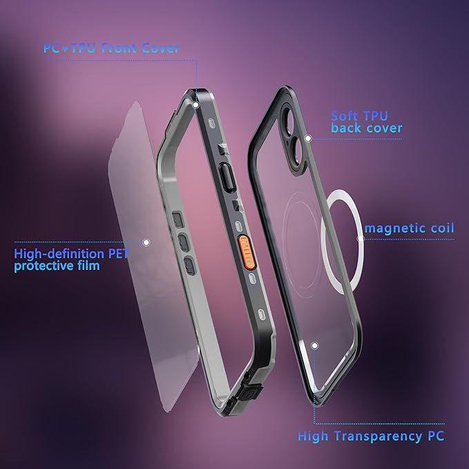 Waterproof Case for iPhone 17 Pro Max – IP68 Submersible Shield with Built-in Screen Protector, Shockproof Military-Grade Armor, Full-Body Heavy-Duty Protection, (Black)