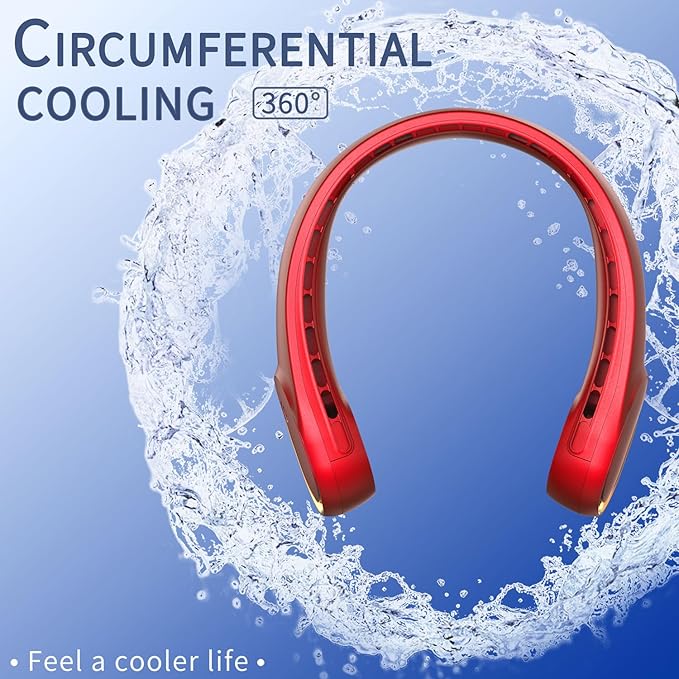 FrSara Neck Fan, Portable Fan Strong Wind, Upgraded 4000mAh, Upgraded Air Volume,360° Cooling, Quiet, No Hair Twisting, Even Air Volume On Both Sides, Non-Slip Material, Short Charging, Long Use Time
