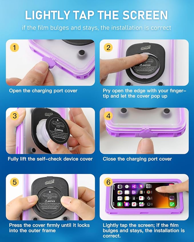 Waterproof Phone Case,IPX8 Waterproof Phone Pouch for Beach & Snorkeling Essentials,Phone Waterproof Case with Lanyard, Universal Case Up to 6.9" for iPhone,Samsung (Purple)