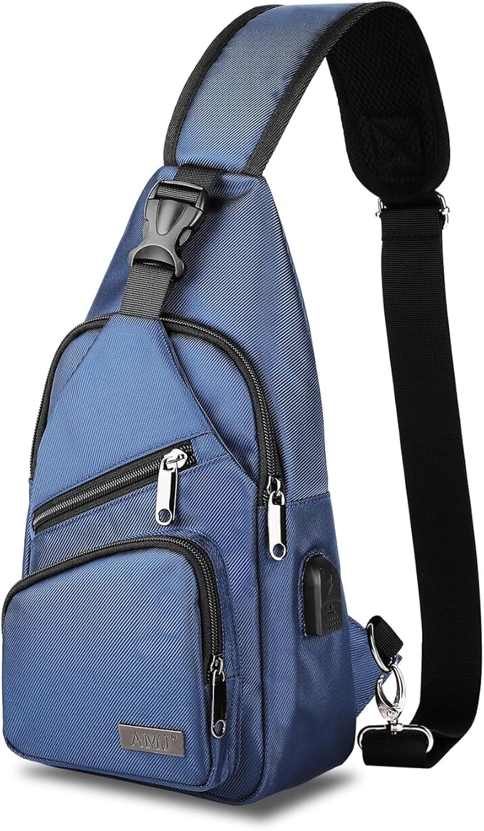 AMJ Crossbody Sling Bag Men Women, Casual Shoulder Backpack, Chest Daypack Satchel for Hiking Travel
