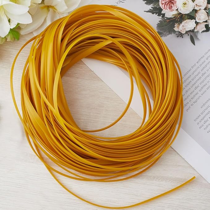 GORGECRAFT 30m*5mm Rattan Weaving Wicker Outdoor Wicker Repair Kit Yellow Synthetic Rattan Roll Flat Cord Webbing Basket Weave Patio Chair Sofas Repair Supplies for Lawn Furniture Garden