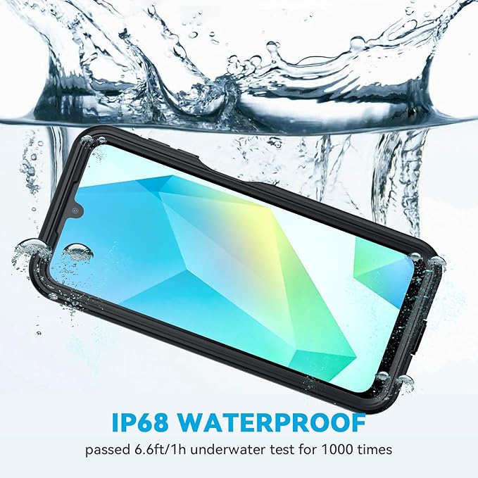 Lanhiem for Samsung Galaxy A16 5G Phone Case, IP68 Waterproof Dustproof, Built-in Screen Protector, Rugged Full Body Shockproof Protective Cover for Samsung A16 5G / 4G 6.7", Black/Clear | IP68 Waterproof, Dustproof, Rugged, Full Body, Shockproof