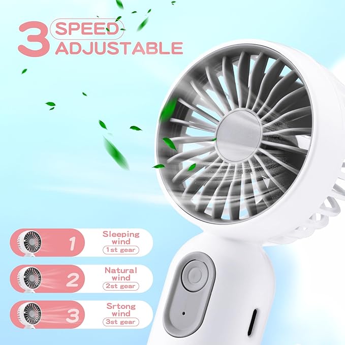 Rossesay 6 Pcs Mini Portable Fan Bulk Cute Handheld Lightweight Small Little Personal Hand Eyelash Fan 3 Speeds USB Rechargeable for Women Men Indoor Outdoor Makeup Travel (Whit,Pink)