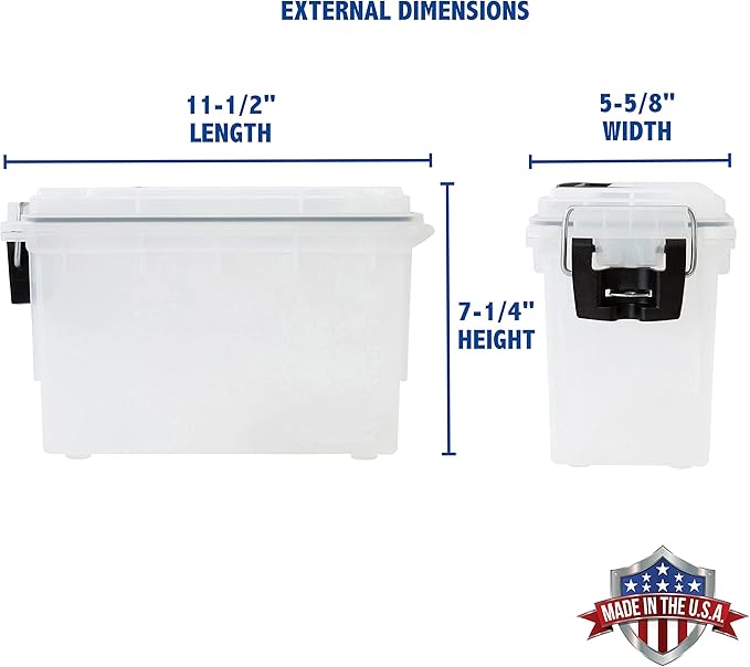 Sheffield 12635 Ammo Storage Box, Stackable .30 Cal Field Boxes, Water and Dust Resistant, Lockable Storage Box with Handle, Secures Hunting Gear, Supplies, and Bullets, Made in USA, Frost(Pack of 6)