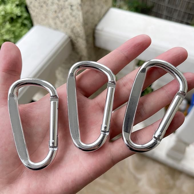 3" Aluminum Carabiner Clips, 12PCS D Ring Shape Keychain Carabiners Hook Buckle