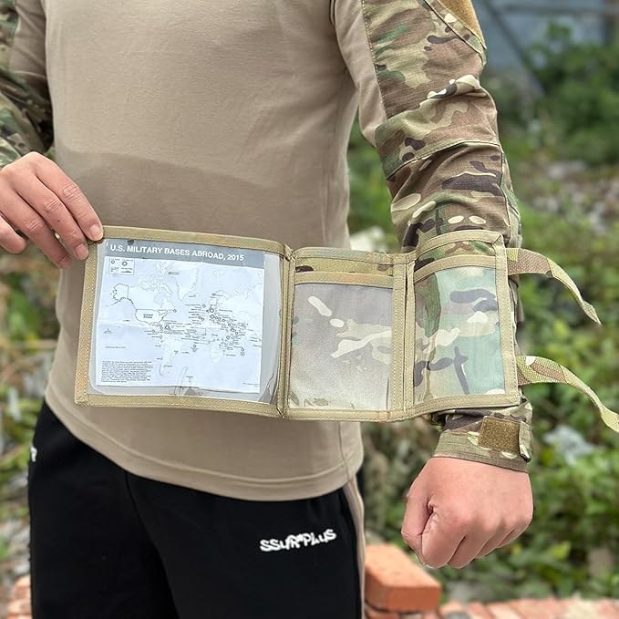 Tactical Arm Sleeve Map Pouch Case Documets Holder Wrist Case Wrist Map Holder QB Wristband Map Case Military Arm PouchTactical USA Flag Patch