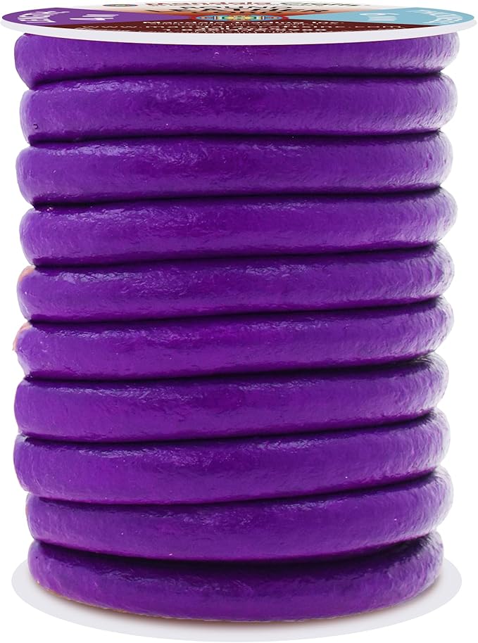 Mandala Crafts Round Genuine Purple Leather Cord for Jewelry Making – 6mm Cowhide Leather Rope String Lace for Kumihimo – 4.4 Yards Cowhide Craft Cording Spool