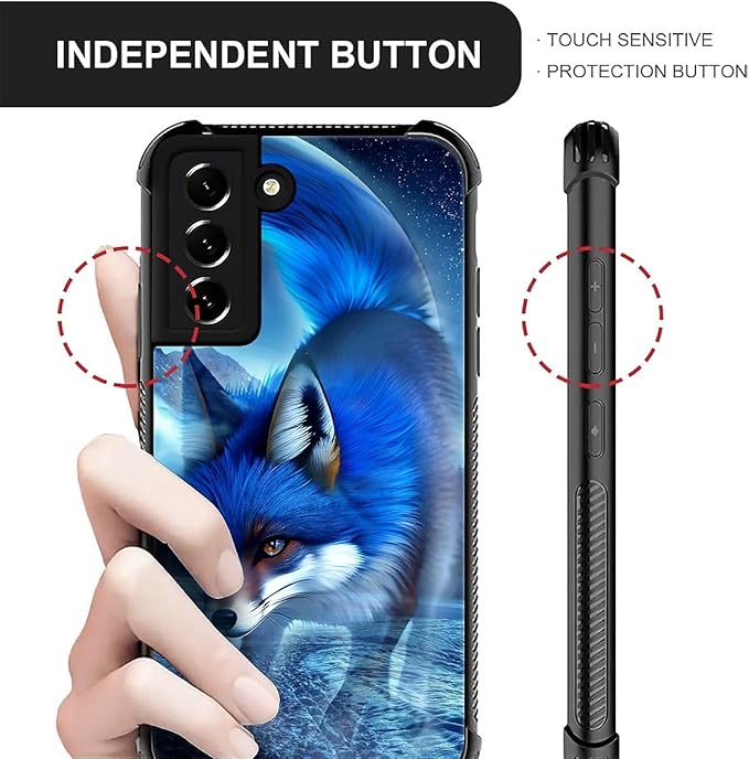 for Samsung Galaxy S21 Plus Case, Snowy Mountain Fox Lake Pattern Graphic Design Girl Boy Soft Silicone Hard Acrylic Shock Protection for Samsung Galaxy S21 Plus