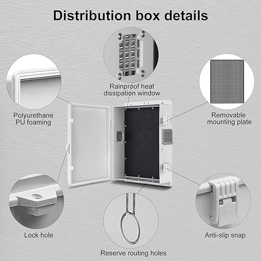 Namunanee Outdoor Electrical Junction Box, ABS Water Resistant Enclosure with Internal Mounting Panel & Hinged Cover (13" H* 9.2" L* 3.7" W)