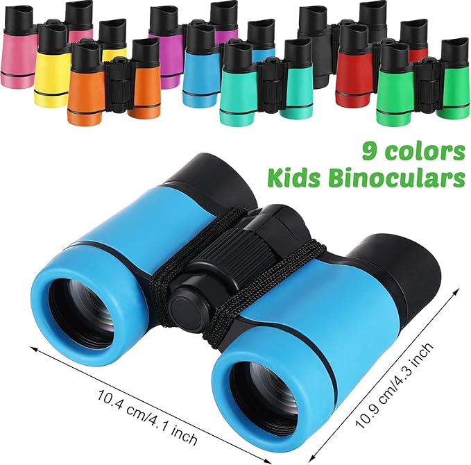 Yunsailing 9 Pack Kids Binoculars, Shockproof Compact Binoculars for Kids, Folding Outdoor Explorer Toy for Bird Watching, Camp, Scavenger Hunt, Classroom Activities, VBS, Party Favor(Colorful)