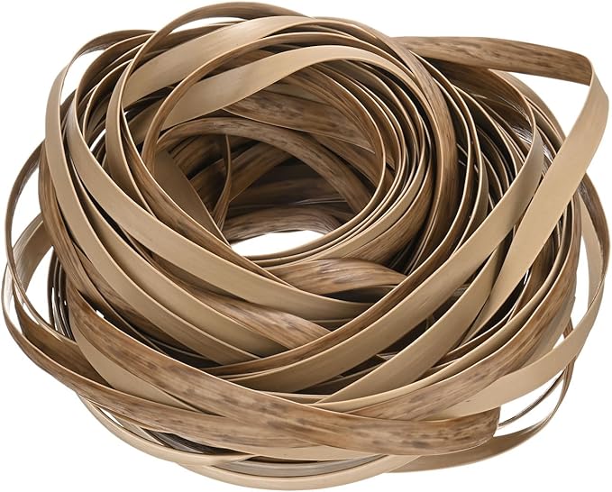 M METERXITY 1-Pack Wicker Repair Kit, 8mm x 66ft/20m Plastic Flat Rattan Replacement Supplies for Patio Furniture Repair/Basket Making/Chair Weaving, Synthetic Woven Rattan [Khaki]