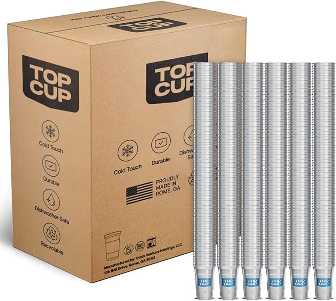Top Cup – Reusable Aluminum Party Cups – 9oz | 645ct Bulk Pack | Cold-Holding, Recyclable, Made in USA