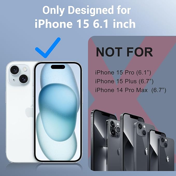 Red2Fire for iPhone 15 Case Waterproof, [Built-in Screen Protector & Camera Protector][Compatible with MagSafe][Full Body Shockproof][IP68 Waterproof][Dustproof] Phone Case 6.1" Blue/Clear