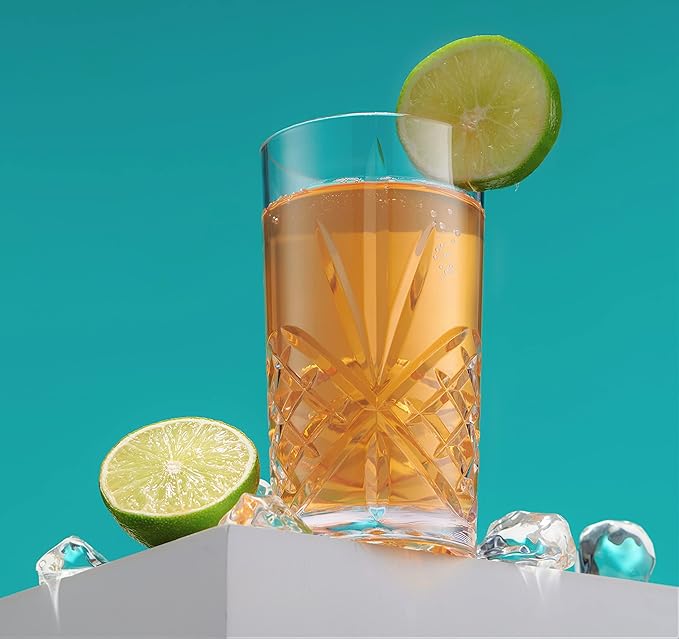 Godinger Tall Highball Glasses, Shatterproof and Reusable Acrylic - Dublin Collection, Set of 4 (Pack of 2)