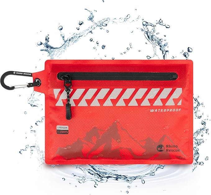 RHINO RESCUE Small First Aid Kit Ultralight Waterproof Medical Kit for Hiking, Backpacking, Cycling, Travel, Vehicles, 114pc