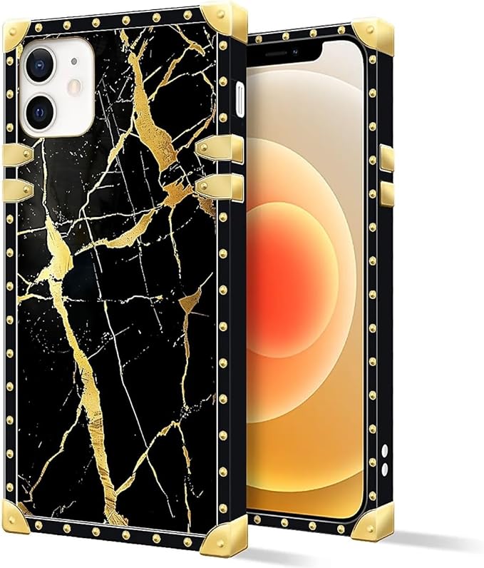 Compatible with iPhone 11 Case, Black Gold Marble Nature Luxury Golden Decoration for Girl Women Soft TPU Shockproof Protective Hard PC Back for iPhone 11