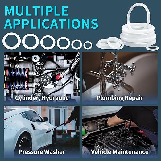 KEZE 660 PCS 18 Size Clear Silicone O Rings Assortment Kit and 14 Size Silicone Washer Set,Silicone O Ring for Seal Plumbing Faucet Hose