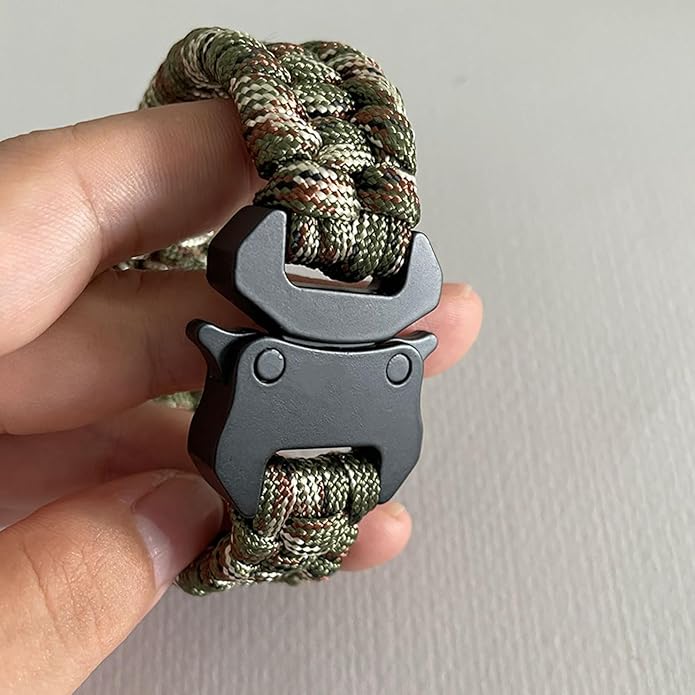 Parachute Cord Bracelets Trilobite Weaved Paracord Bracelet with Side Release Buckle 8.7 inch Black Bracelet for Men Women 1 Set