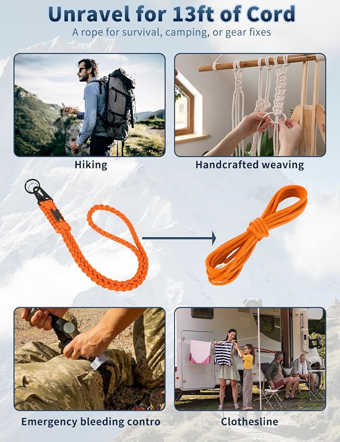 DDOUT Heavy Duty Paracord Lanyard 550 Paracord Braided Keychain for ID Badges, Camera, Whistle, Traveling, Outdoor Activities