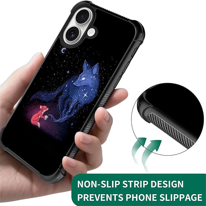 for iPhone 17 Case,for MagSafe Graphic Design for Girl Boy Soft Silicone Hard Acrylic Shock Protection Designed for iPhone 17 Galaxy Fox Wolf Pattern