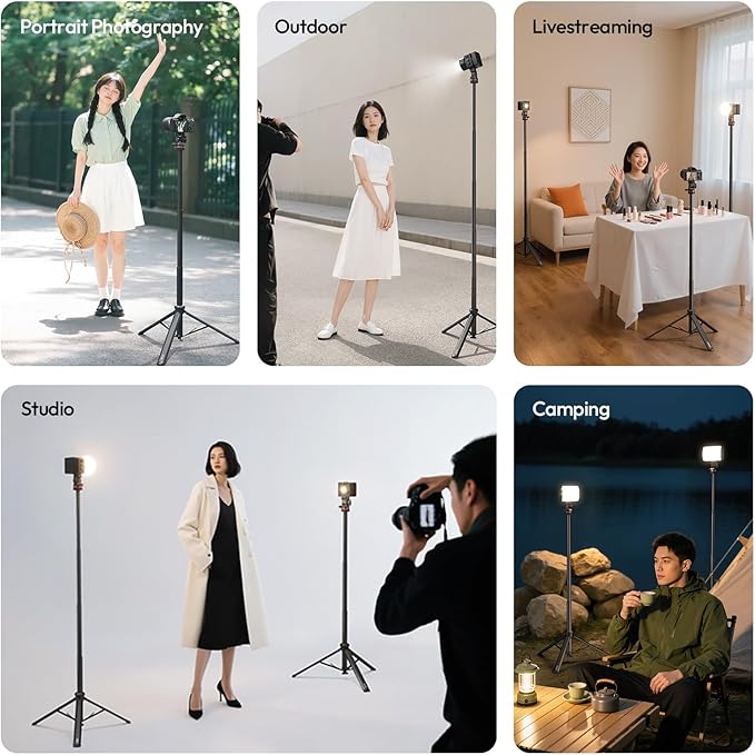 ULANZI MT-80 Aluminum Tripod Stand, 7FT Extendable Camera Phone Tripod for Travel, Auto Pop-Up, 1/4" Screw, 360 Ball Head Portable Photo Video Light Stand for DSLR Camera, Ring Light, Video Rig