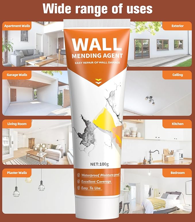 Drywall Repair Kit,Wall Patch Repair Kit,2 Pack Wall Patching Agent,Simple Filling of Wall Holes & Efficient Crack Repair, Plaster Wall Repair,Apartment Friendly