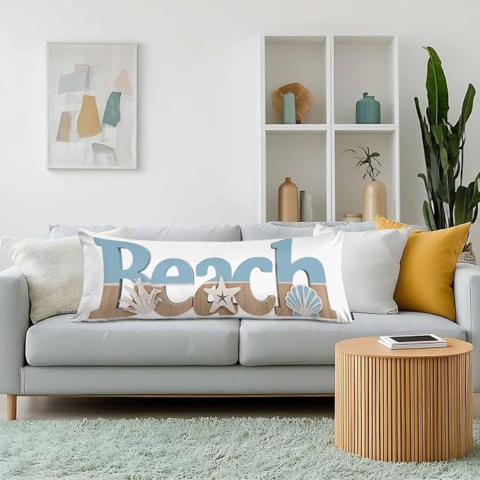 Beach Body Pillow Cover, Decorative Body Pillow Covers Ocean Starfish Seashells Pillow Cushion Case Zipper Body Pillowcase Soft Cushion Cover for Bedding,Couch,Home 20"X54"