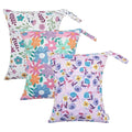 ALVABABY 3pcs Cloth Diaper Wet Dry Bags Waterproof Reusable with Two Zippered Pockets Travel Beach Pool Daycare Soiled Baby Items Yoga Gym Bag for Swimsuits or Wet Clothes 3L-ZM18A
