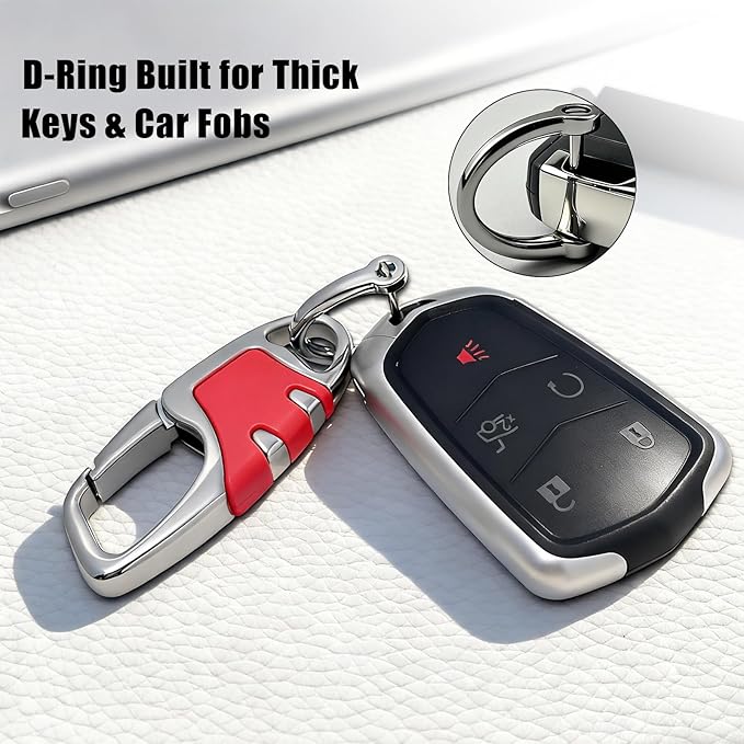 Keychain with Carabiner Clip, 4 Heavy Duty Key Rings and D Ring for Men's Car Key Fob Holder Fits Belt Loops