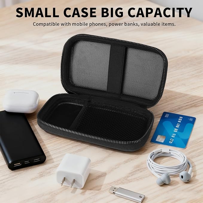 6500°F Fire-Resistant Hard Protective Travel Case,Waterproof Electronic Organizer for Anker/Jackery/RAVPower Power Bank with Fireproof Zipper,Shockproof EVA Carrying Case for Cell Phones/Earbuds