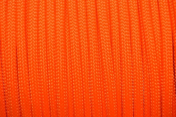 BORED? PARACORD! 550 lb Paracord – Ideal for Crafting, DIY Projects, Camping, Military & Active Outdoors – 300+ Colors – Tactical Parachute Cord Type III – Strong - Neon Orange 50 Feet