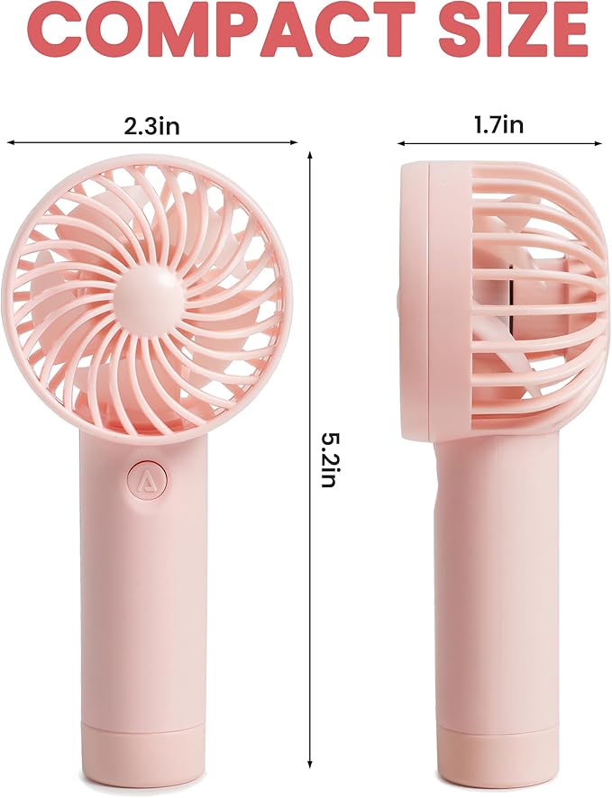 6 Pcs Mini Handheld Fan Bulk, 3 Speed Portable Personal USB Rechargeable Fan, Battery Operated Small Pocket Eyelash Fans for Women Men Makeup Travel Indoor Outdoor Summer