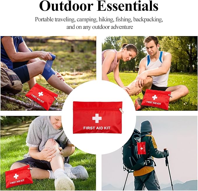 QCWN 12 Pack Empty First Aid Bag Mini Medical Kit Pouch Small Travel Emergency Survival Storage Bags for Car Home Hiking Camping Waterproof Red