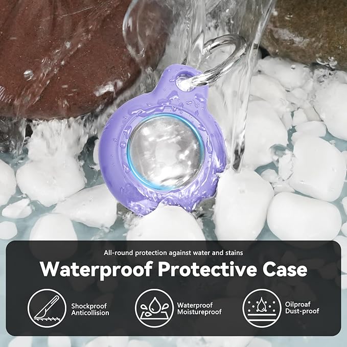 for Apple AirTag 2nd & 1st Gen, Waterproof Case for AirTag Holder Keychain,GPS Tracker Cover for Dog,Car Key,Luggage-B82-Rose Red+Purple+Blue+Green