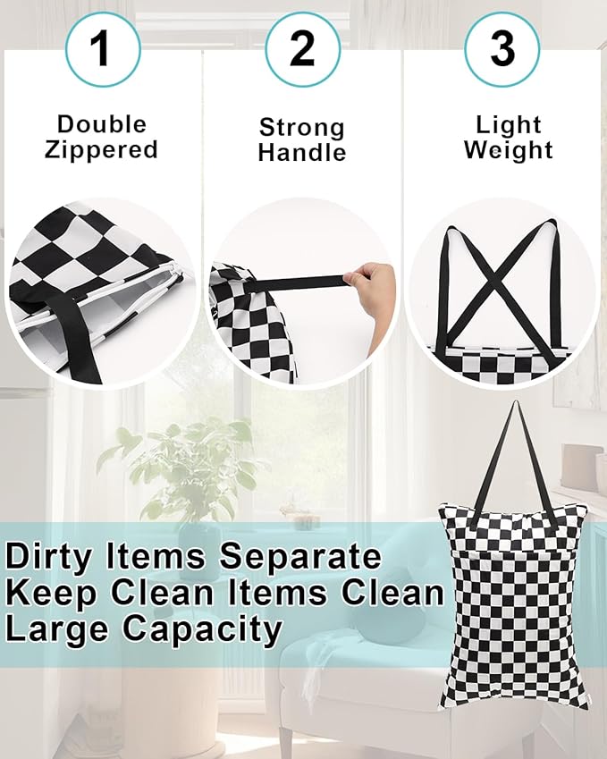 ALVA ALVABABY 2 Pack Large Wet Dry Bag Waterproof Hanging Cloth Diaper with Double Zippered Pockets 25x18 inches Laundry Bag 2HL01