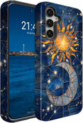 Compatible for Samsung Galaxy A17 5G Case, Dual Layer Heavy Duty 2 in 1 Shockproof Protective Phone Case,Stained Glass Sun Moon