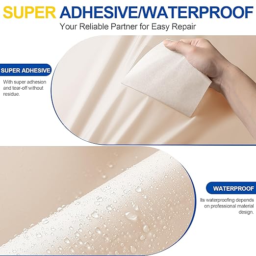 Fabric Repair Tape, Self Adhesive Nylon Repair Patch, Waterproof Outdoor Nylon Tape/Patch Kit for Down Jacket Clothing Tent Awnings Boat Cover Couches Ivory White 4x70 inch