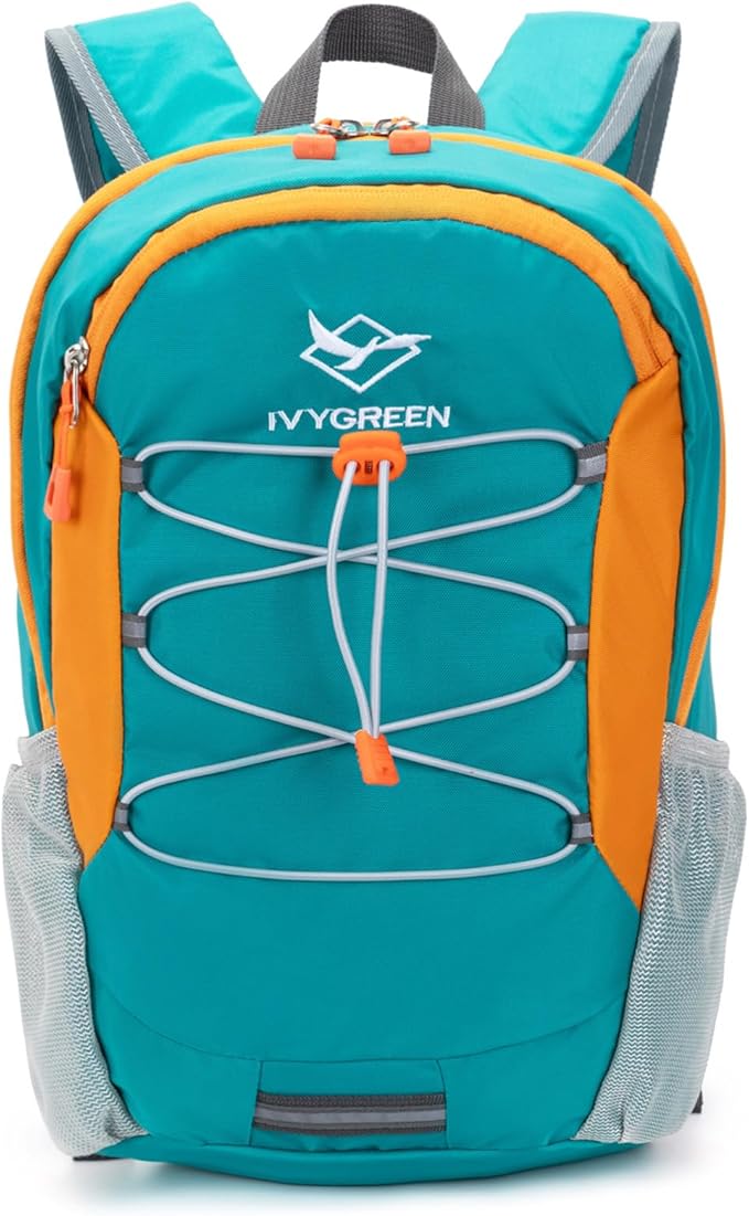 IVYGREEN Little Kids Hiking Backpack for Boys or Girls, Small Daypack for Camping or Travel (Teal blue, Small)