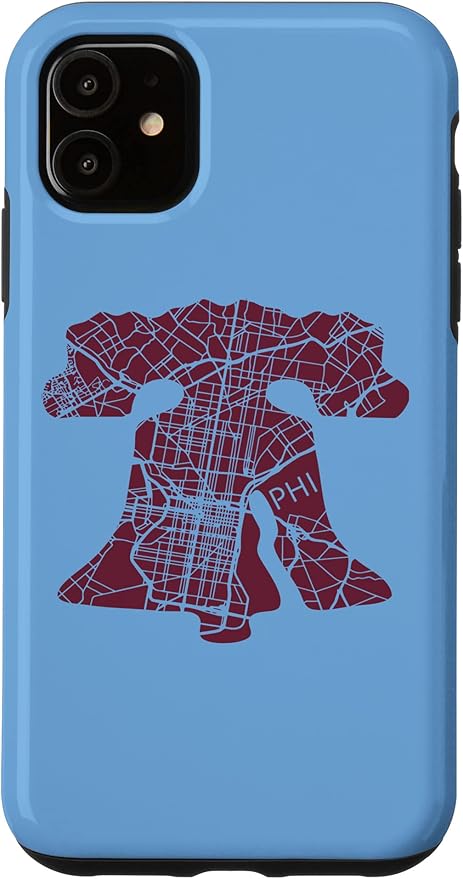 Philadelphia Street Map Liberty Bell Vintage Maroon Philly Case for iPhone 11