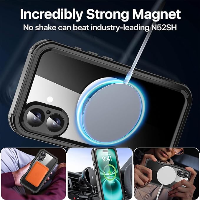 AICase Waterproof Case for iPhone 16(6.1") with MagSafe Snowproof,Dustproof and Shockproof,IP68 Certified Real 360 Full Body Protection Fully Sealed Underwater Cover for iphone16 2024