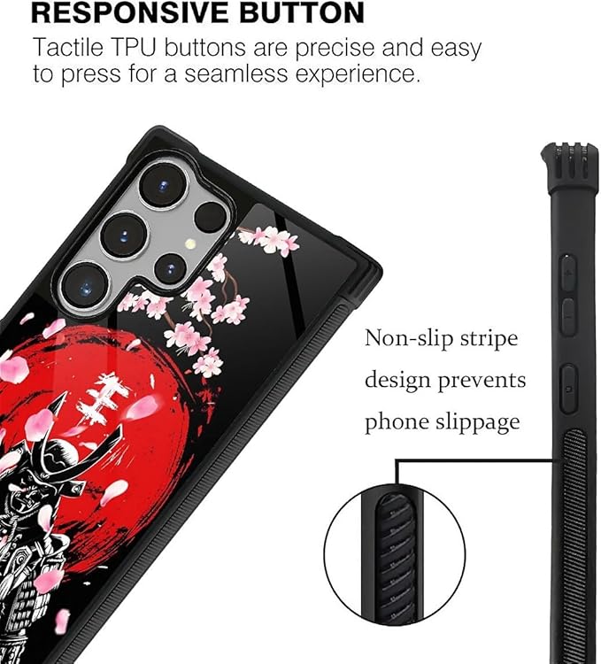 for Samsung Galaxy S26 Ultra Case,Graphic Design for Girl Boy Soft Silicone Hard Acrylic Shock Protection Designed for Samsung Galaxy S26 Ultra Sakura Japanese Samurai Pattern