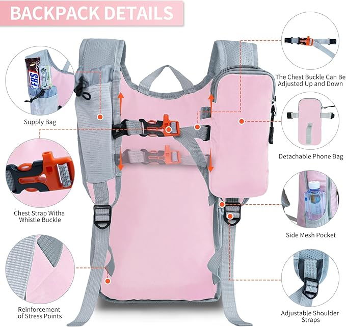 Hiking Backpack 10L/15L Small Daypack Lightweight Packable Travel Foldable Water Resistan for Women Men (Pink, 15L)