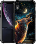 for iPhone XR Case, Star Cave Hungry Wolf Pattern Graphic Design Girl Boy Soft Silicone Hard Acrylic Shock Protection for iPhone XR