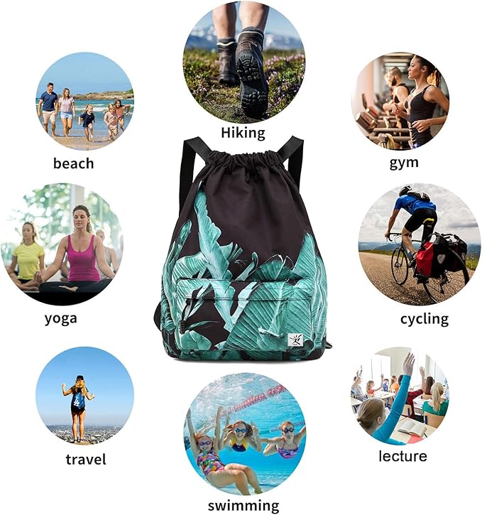 Waterproof Drawstring Bag, Gym Bag Sackpack Sports Beach Backpack for Men Women